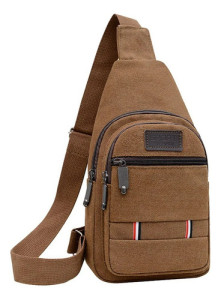 Riñonera Bandolera Cruzada Tela Unisex Urbana Ajustable Marrón