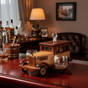 Decantador De Whisky Licor Botella Y 2 Vasos Auto Cachila Único