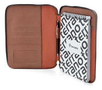 Carpeta Con Cierre Lapicera Libreta Oficina Terrano A3 Marrón