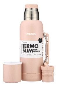 Termo Terrano Slim 750 Con Asa Base Silicona Antiabollones Rosa