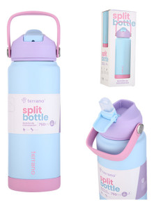 Botella Termica 750ml Terrano Base Siiicona Acero Inox Celeste