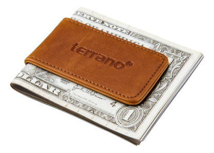 Money Clip Para Billetes Porta Billetes De Bolsillo Terrano Liso Marrón