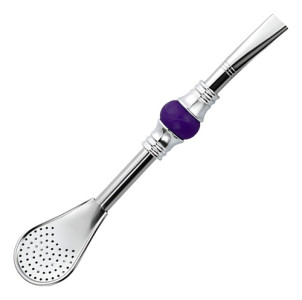 Bombilla Corta Piedra Acero Inox. Moderna Elegante Para Mate Violeta Oscuro