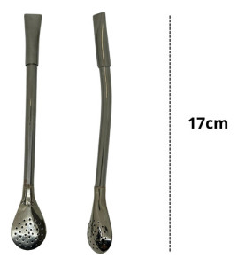 Mate Calabaza Bombilla 17cm Alpaca Posa Mate + Luz Bombilla Recta Lisa