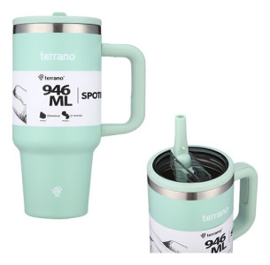 Terrano Spotie Cup Vaso Termico 946 Ml Con Pico Acero Inox Verde Agua Lisa