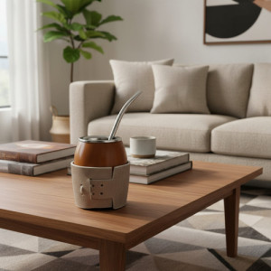 Mate Porongo C/boq. Inox, Posa Mate Y Bombillón Alpaca Negro