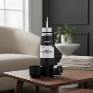 Mate Autocebante - Termo Acero Inox 500 Ml Terrano - Negro - Autocebante