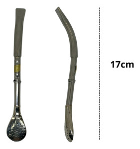 Mate Calabaza Bombilla 17cm Alpaca Posa Mate + Luz Bombilla Pico Loro Cincelada Aro