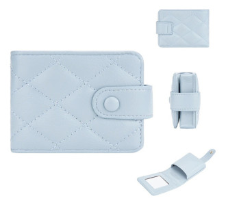 Estuche Maquillaje Espejo Neceser Organizador Cosmética Celeste