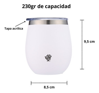 Termo Terrano 1lt Base Silicona Anticaida + Mate + Bombilla Blanco