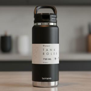 Botella Termica Pico Tank Roler 750ml Terrano Asa Rígida Negro