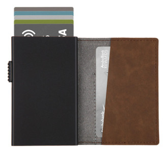 Tarjetero Billetera Rfid Anti Clonación Antirrobo Terrano Marrón Liso
