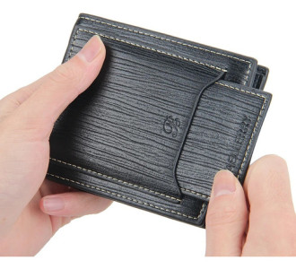 Billetera Con Porta Tarjetas Extraíble Baellerry Caballero Negro Texturado