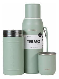 Mate Termo Terrano Base Silicona Yerbera Kit Matero Kit Oliva Termo Base Silicona-sicilia