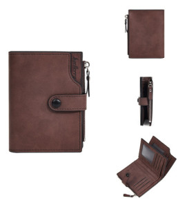 Billetera Tarjetero Rfid Broche Baellerry Porta Tarjetas Liso Coffee