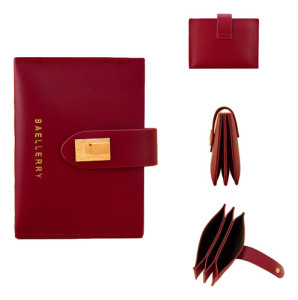 Monedero Broche Porta Tarjetas Dama Fino Elegante Compacto Liso Bordó