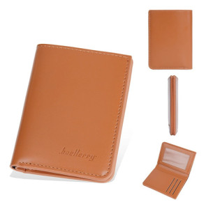 Tarjetero Baellerry Elegante Moderno Porta Tarjetas Compacto Liso Marrón Claro