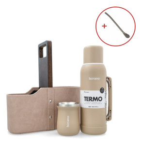 Kit Matero Terrano Mate Termo Base Silicona Matera Bombilla Arena Mate Tradicional