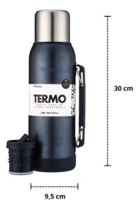 Termo 1lt Terrano Premium Base Silicona Antigolpes Azul Metalizado