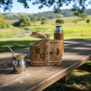 Matera Cuero Crudo Trenzada Con Grabado A Laser Cuero