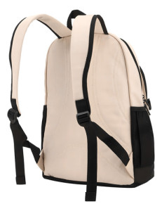 Mochila Grande Terrano Doble Cierre Premium Ehogar Color Beige Diseño De La Tela Liso