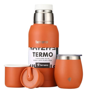 Kit Termo 750ml Terrano Mate Acero Inox C/tapa + Bombilla
