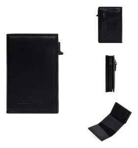 Billetera Tarjetero Baellerry Antirrobo Rfid Compacto Cierre Liso Negro