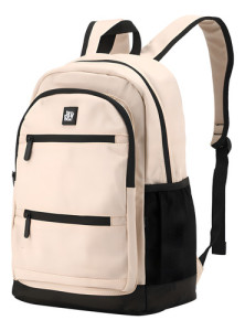 Mochila Grande Terrano Doble Cierre Premium Ehogar Color Beige Diseño De La Tela Liso