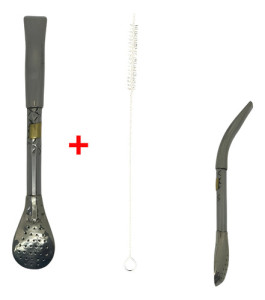 Bombillon Corto Grueso 10mm Alpaca 18cm + Limpia Bombilla Pico Loro Aplique