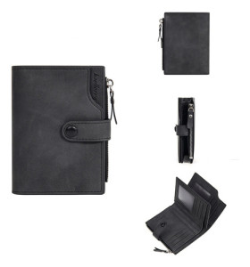 Billetera Tarjetero Rfid Broche Baellerry Porta Tarjetas Negro Liso