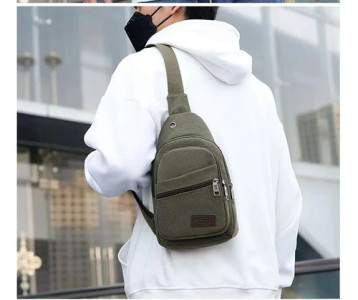 Bandolera Riñonera Cruzada Urbana Casual Lona Resistente Lona Verde Musgo