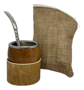 Kit Mate Calabaza Posa Mate Bombillon 18cm Alpaca + Yerbera Mate Boca Chata Bombillon Pico Loro Cincelado
