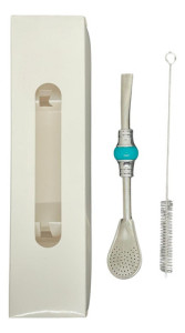 Bombilla Corta Piedra Acero Inox. Moderna Elegante Para Mate Verde Agua