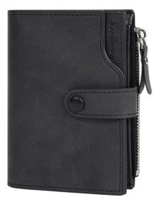 Billetera Tarjetero Rfid Broche Baellerry Porta Tarjetas Negro Liso