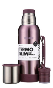 Termo Terrano Slim 750 Con Asa Base Silicona Antiabollones Lila Metalizado