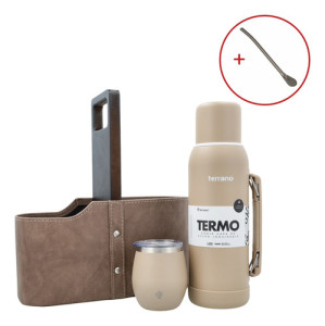 Kit Matero Terrano Mate Termo Base Silicona Matera Bombilla Arena Mate C/tapa