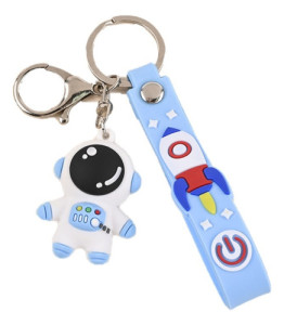 Llavero De Goma Con Gancho Y Asa Astronauta Negro Onix
