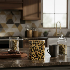 Yerbera Animal Print Acero Inox Mediana Pico Vertedor