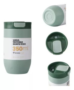 Vaso Termico Terrano Push 350 Ml Frio Caliente Antigoteo Oliva