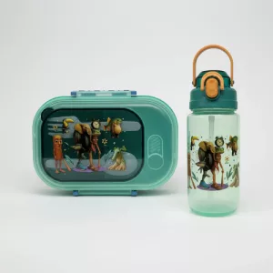 Set Lonchera + Botella 600ml Vianda Escolar Niños Merienda Verde