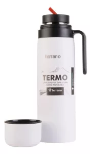 Kit Termo 1lt Mate Tapa Silicona Acero Inox Terrano Bombilla Blanco