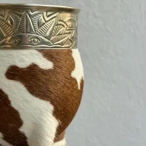 Mate Imperial Cuero Animal Print Alpaca Cincelado Forrado Vaca Sol Ceramica