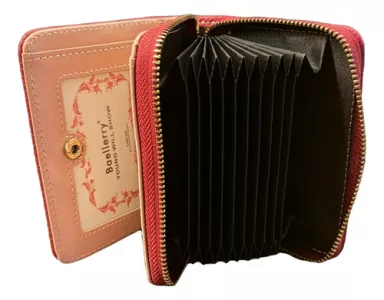 Billetera Tarjetero Baellerry Dama Porta Tarjetas Compacta Rojo