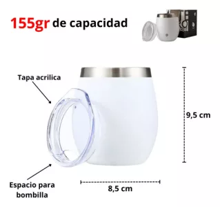 Set Matero Termo 1 Lt Mate Con Tapa Terrano Premium Acero