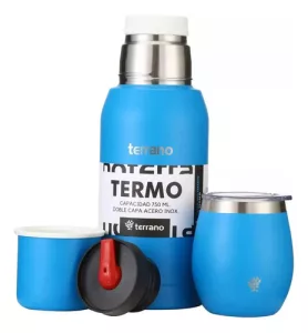 Kit Termo 750ml Terrano Mate Acero Inox C/tapa + Bombilla