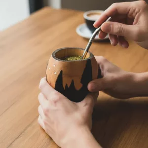 Mate Ranchero Algarrobo Artesanal Madera Pintado Rustico Negro