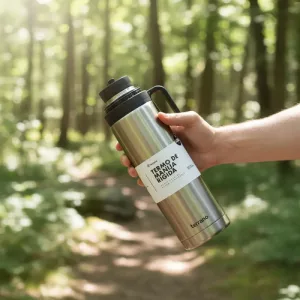 Termo 1lt Terrano Premium Mate Acero Inox + Bombilla Regalo Negro Y Mate C/ Tapa