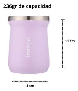 Set Terrano Termo 1lt Premium Mate Acero Colores Bombilla