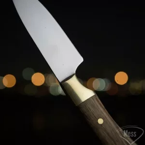 Set Cuchillo Tenedor Vaina Cuero Artesanal Acero Inox Oscuro