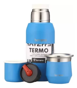 Kit Termo 750ml Terrano Mate Acero Tapa Silicona + Bombilla